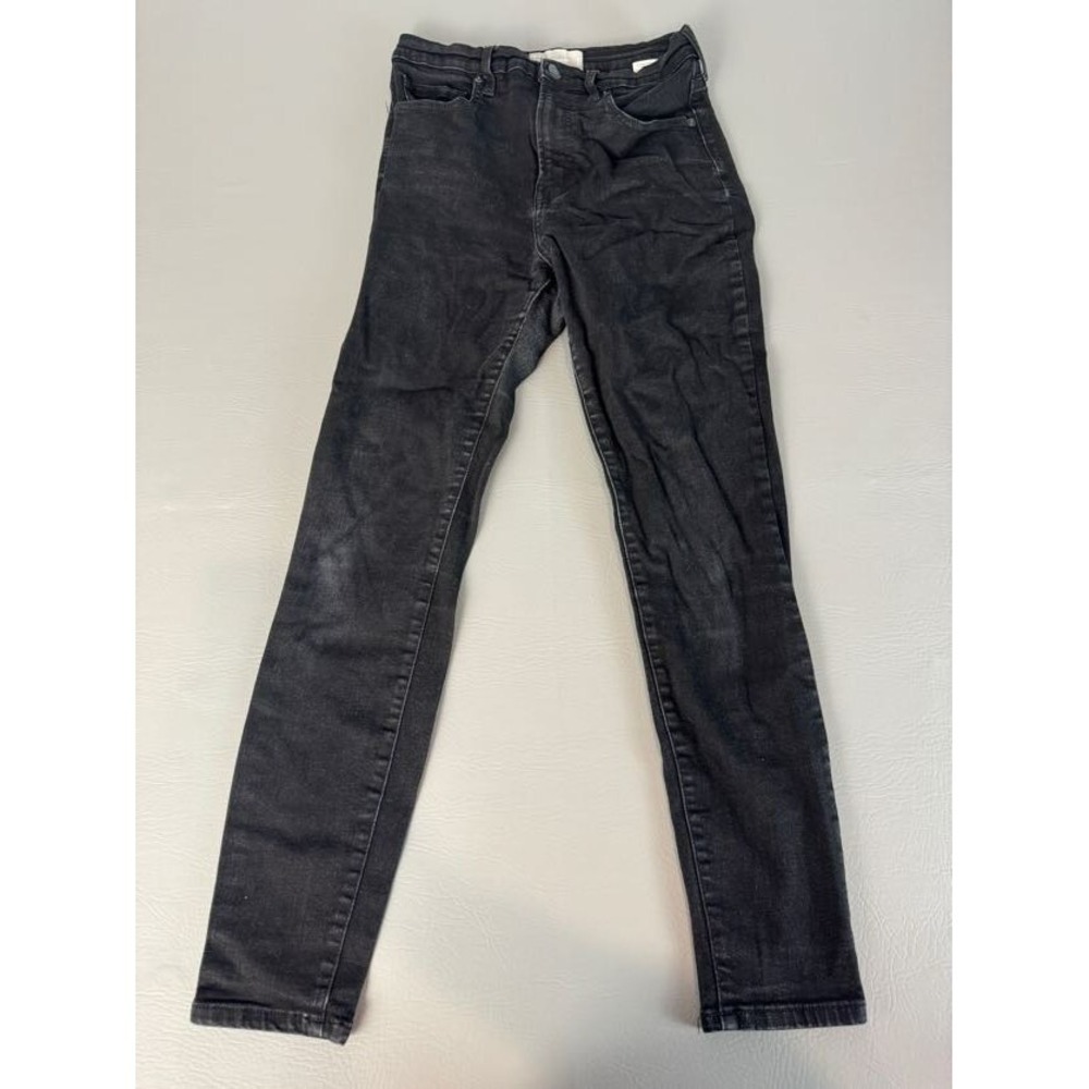 Everlane Womens High Rise Skinny Denim Jeans Black Dark‎ Wash Cotton Stretch 29R
